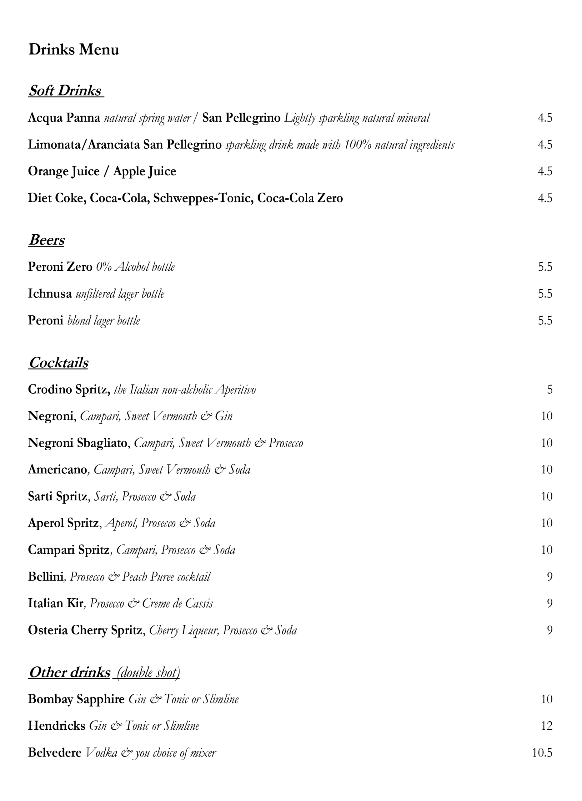 Wine Menu page 1 (September 2025) at Osteria Antica Bologna, Northcote Road, Clapham Junction