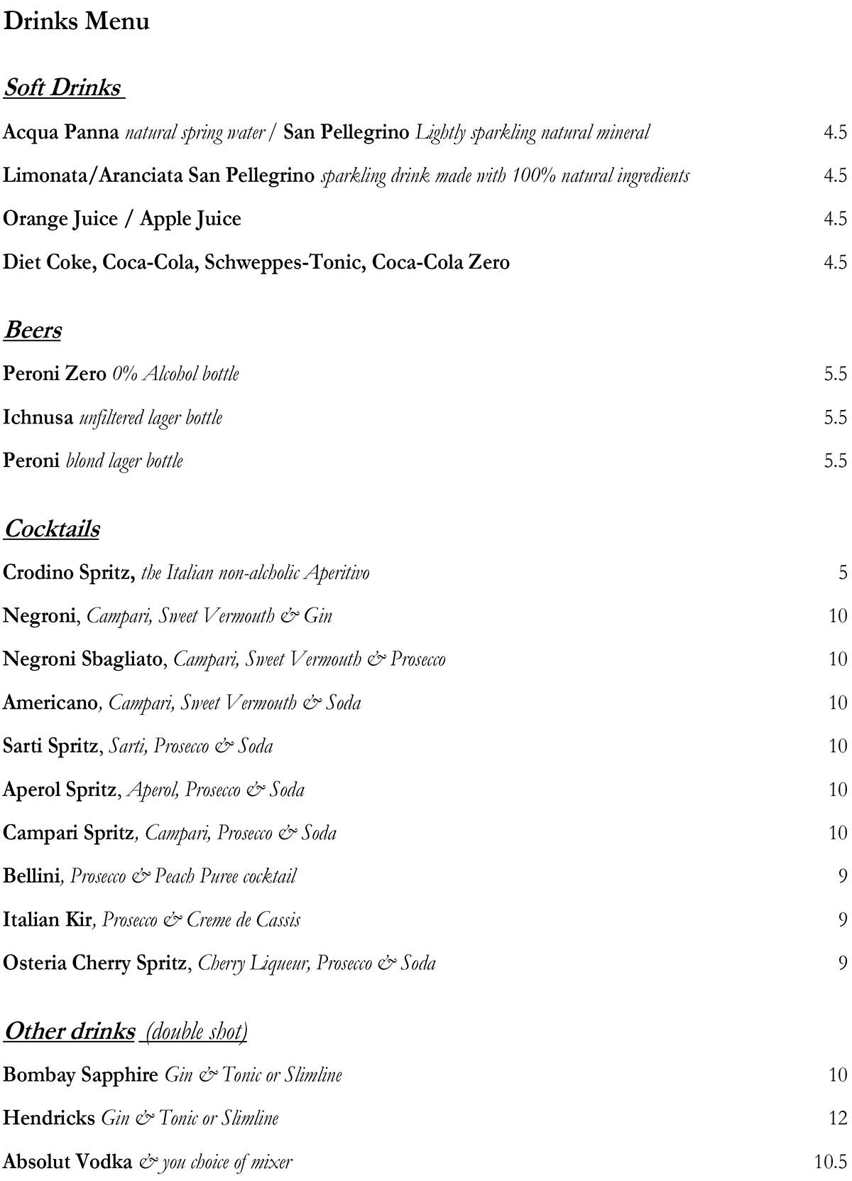 Wine Menu page 1 (November 2025) at Osteria Antica Bologna, Northcote Road, Clapham Junction